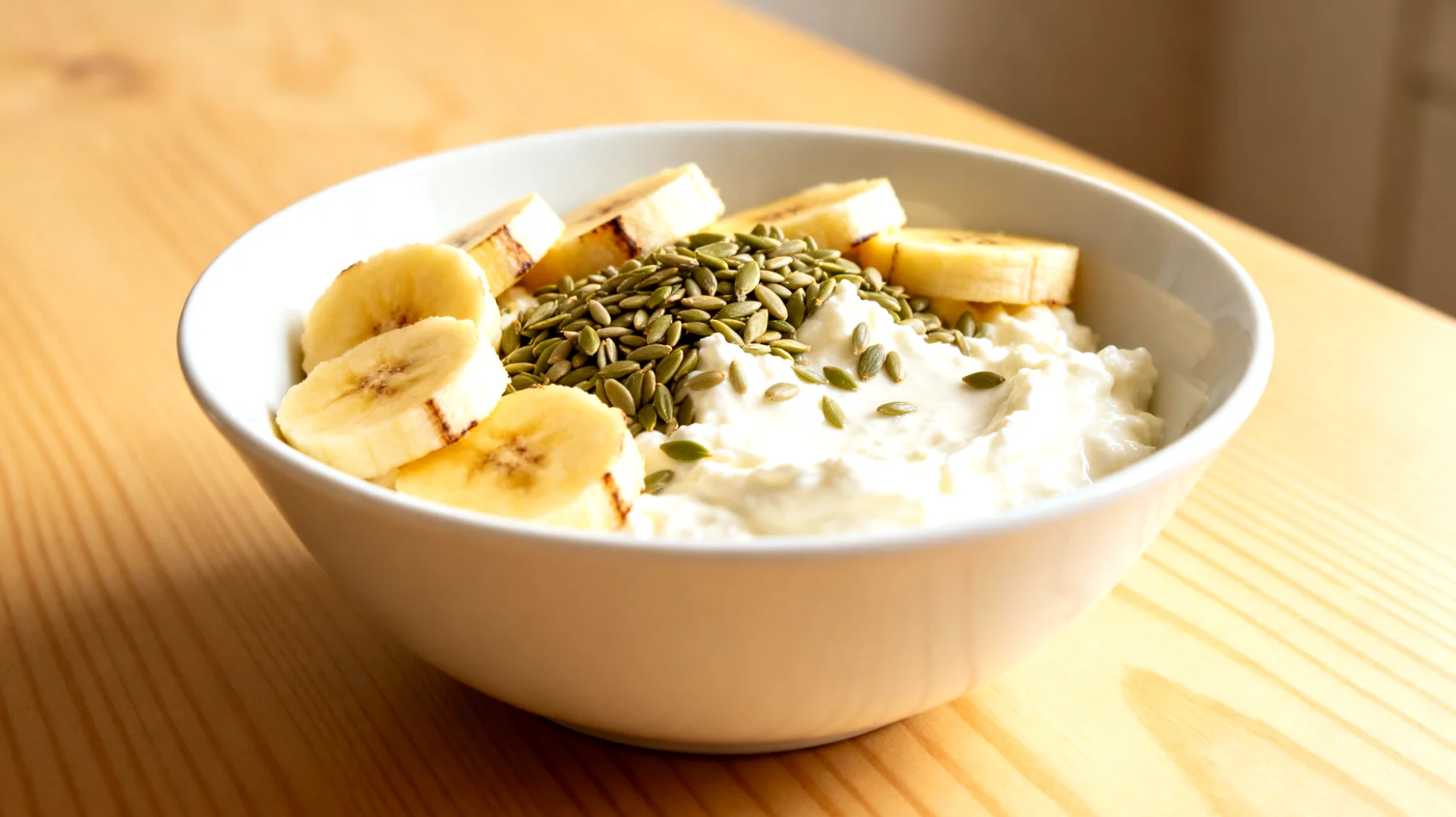 Magerquark mit Hanfsamen und Banane"