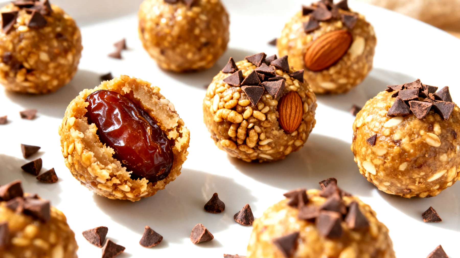 Tigernuss-Mandel-Bällchen mit Dattel und Kakao-Nibs"